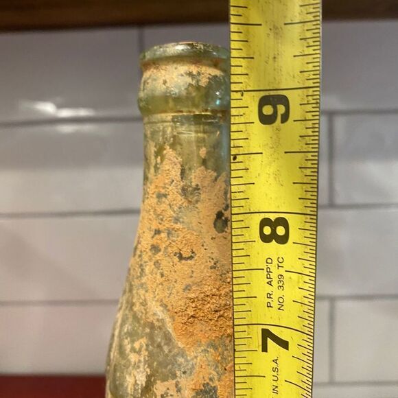 Vintage 1960’s Green Glass Coca Cola Soda Bottle With Cement - Picture 4 of 4